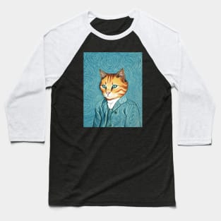 Vincent cat Gogh - Funny, Cat, Portrait, Gift Idea, Shirt, portrait, Vincent van Gogh, starry night, the scream, meme, kitty, kitten, tiktok, instagram, Baseball T-Shirt